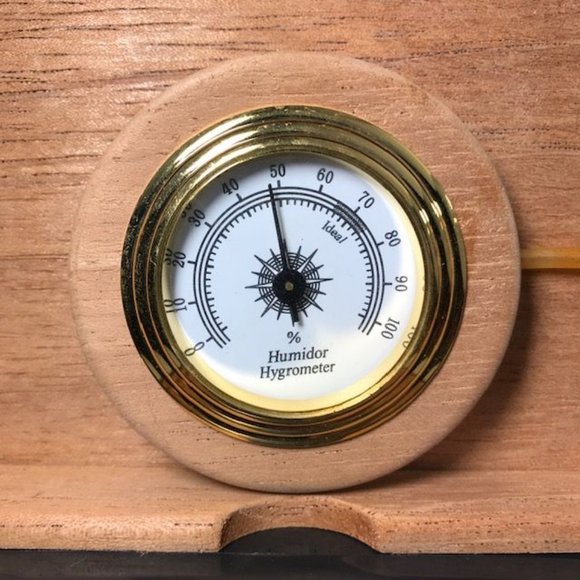 Genuine Italian Leather Cedar Wood Prem. Humidifier Hygrometer Lock Key Humidor - Picture 5 of 16
